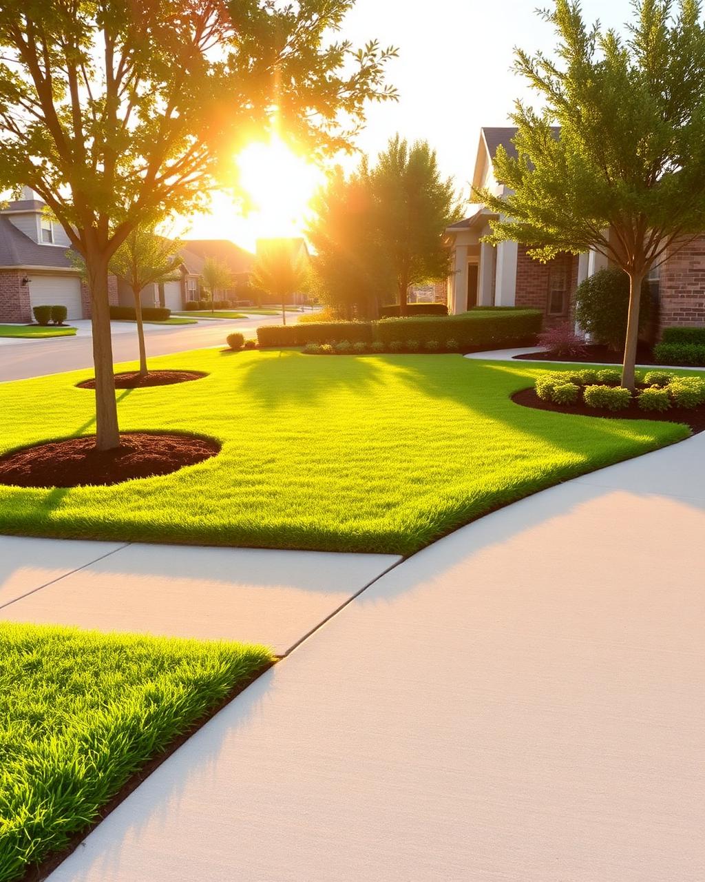 Estate lawn at golden hour
