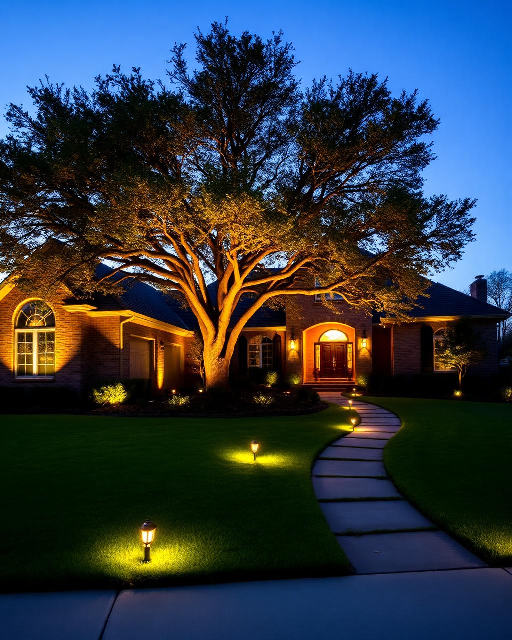 Landscape lighting at dusk